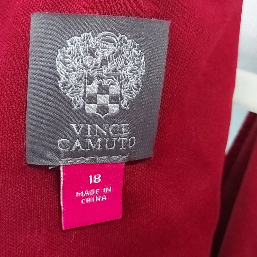 Vince Camuto Red Burgundy Velvet Halter Sleeveless Over Knee Dress 18 XXL # - Picture 8 of 13